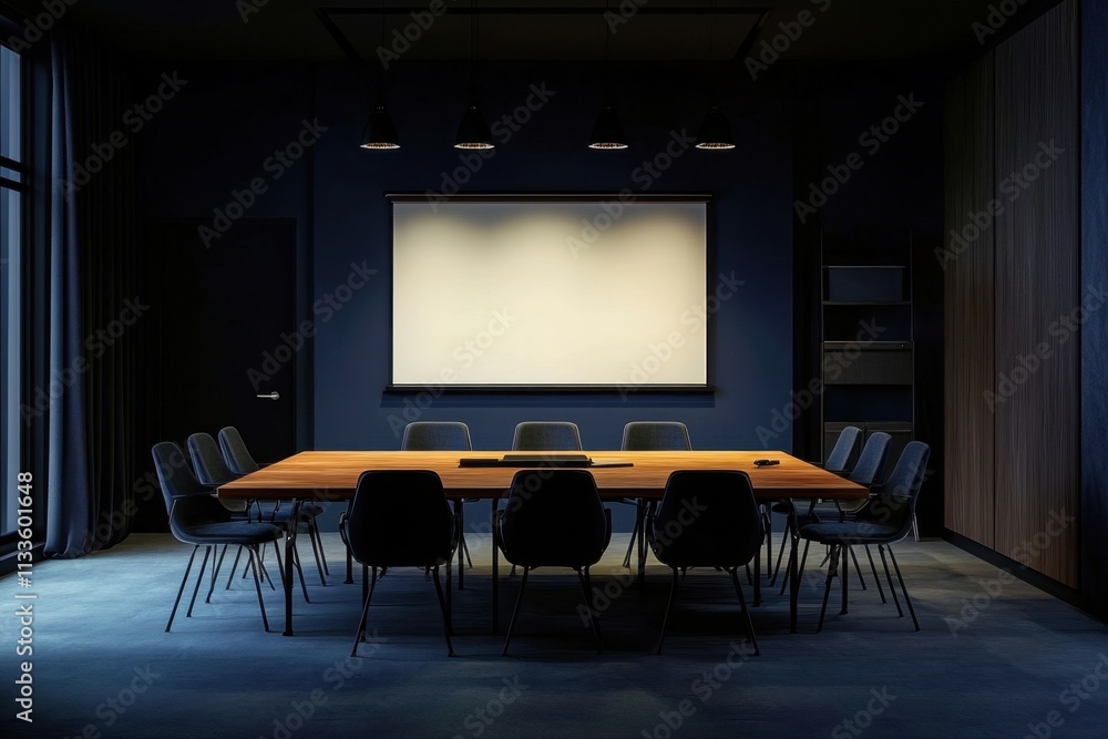 The minimalist design of an empty conference area. The minimalist design of an empty conference area.