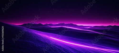 A stunning purple neon light illuminates the night sky.