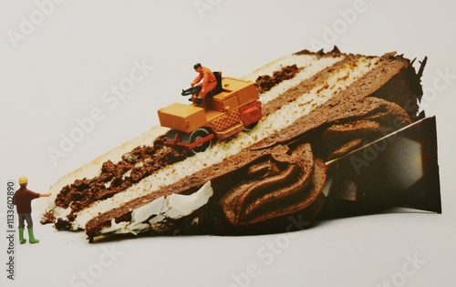 Sahnetorte runterfahren mit Bagger photo