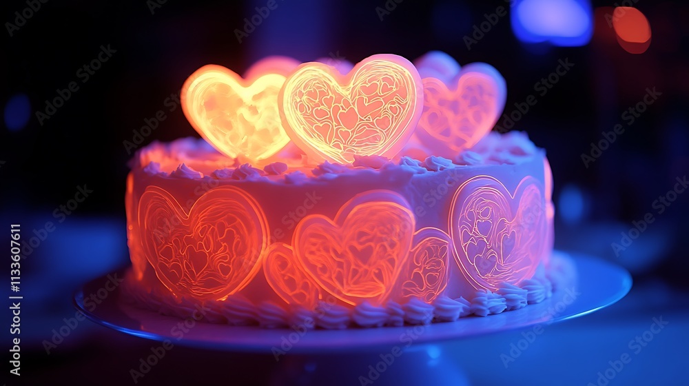 Glowing Rainbow Illustration with Hearts at Both Ends and Vibrant Colors Glowing Rainbow Illustration with Hearts at Both Ends and Vibrant Colors