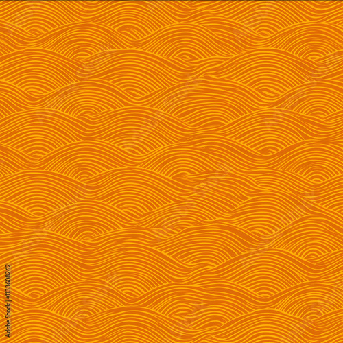 Seamless pattern of an orangeyellow traditional wave texture background with a simple and minimalist design suitable for New Years celebrations or festive packaging photo