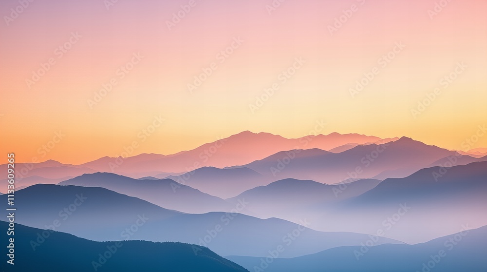 Fototapeta premium Vibrant mountains mirrored perfectly on a tranquil lake, featuring soft pastel hues and a serene, dreamlike atmosphere. 