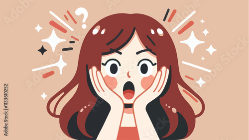 illustration of a shocked woman with both hands on her cheeks