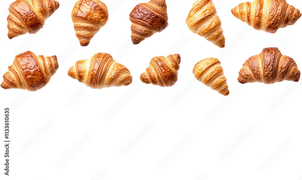 Assorted Croissants on Transparent Background Assorted Croissants on Transparent Background