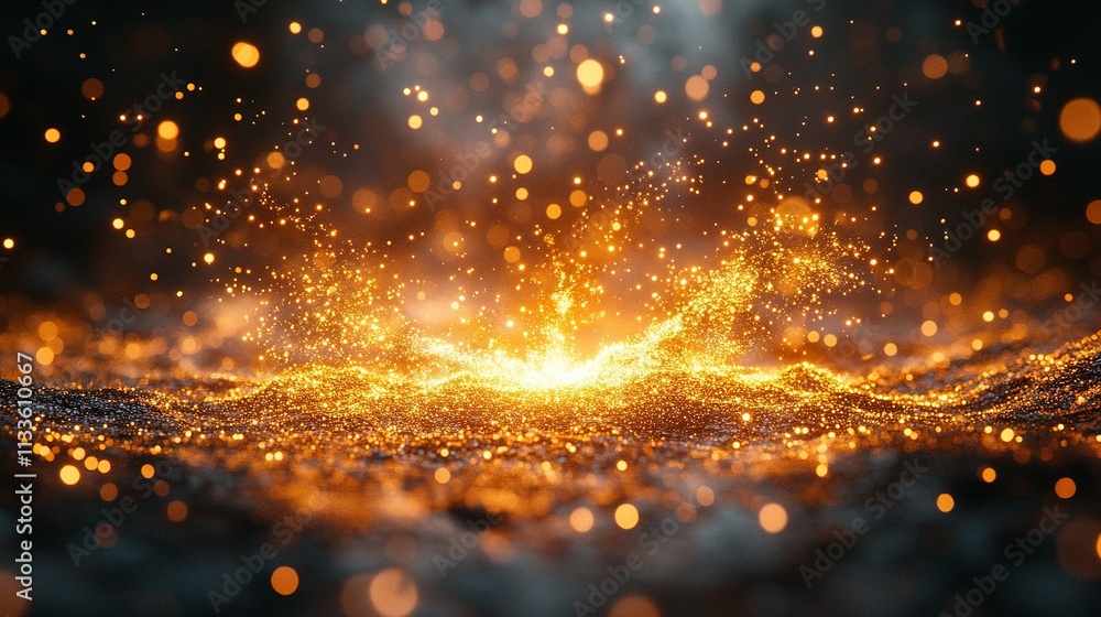 Obraz premium Golden Glitter Explosion Abstract Background