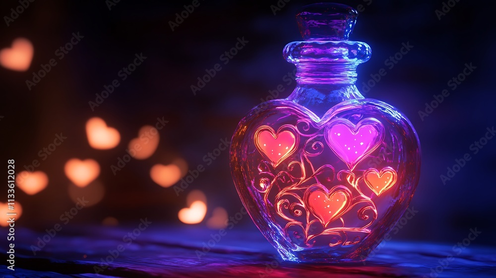 Glowing Rainbow Illustration with Hearts at Both Ends and Vibrant Colors Glowing Rainbow Illustration with Hearts at Both Ends and Vibrant Colors