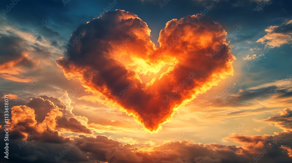 Valentine's Day Illustration with Hearts, Roses, and Romantic Elements