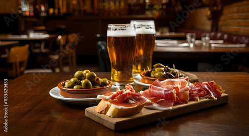 spanish tapas and beer	