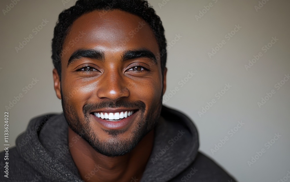 Obraz premium man smiling with sweatshirt in color background