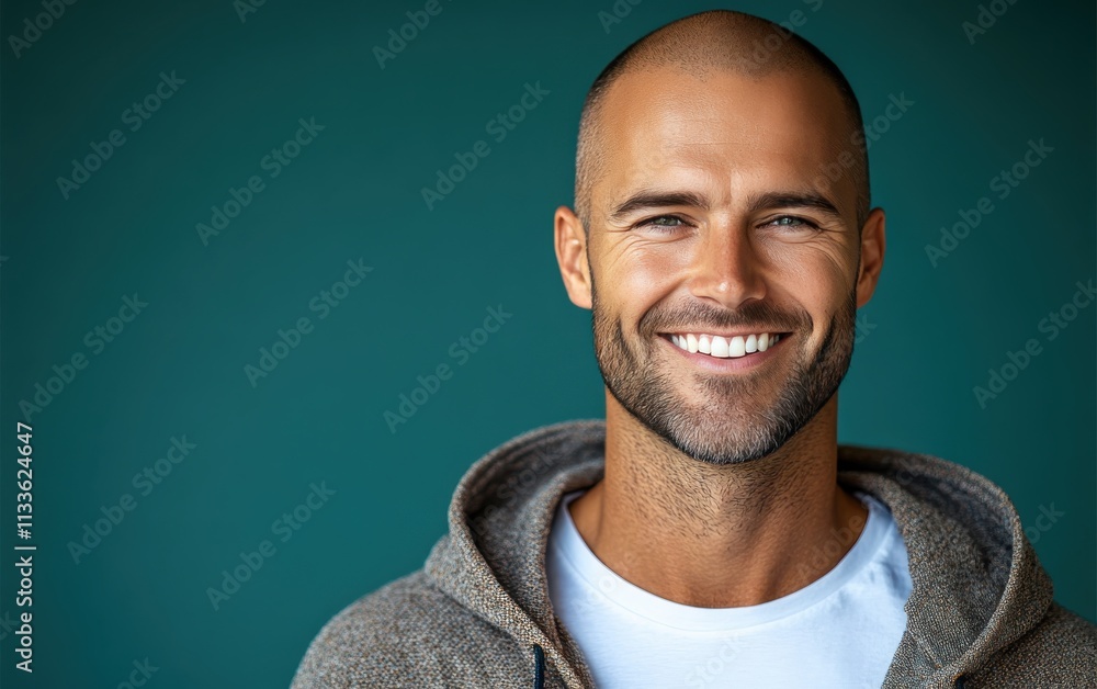 man smiling with sweatshirt in color background man smiling with sweatshirt in color background