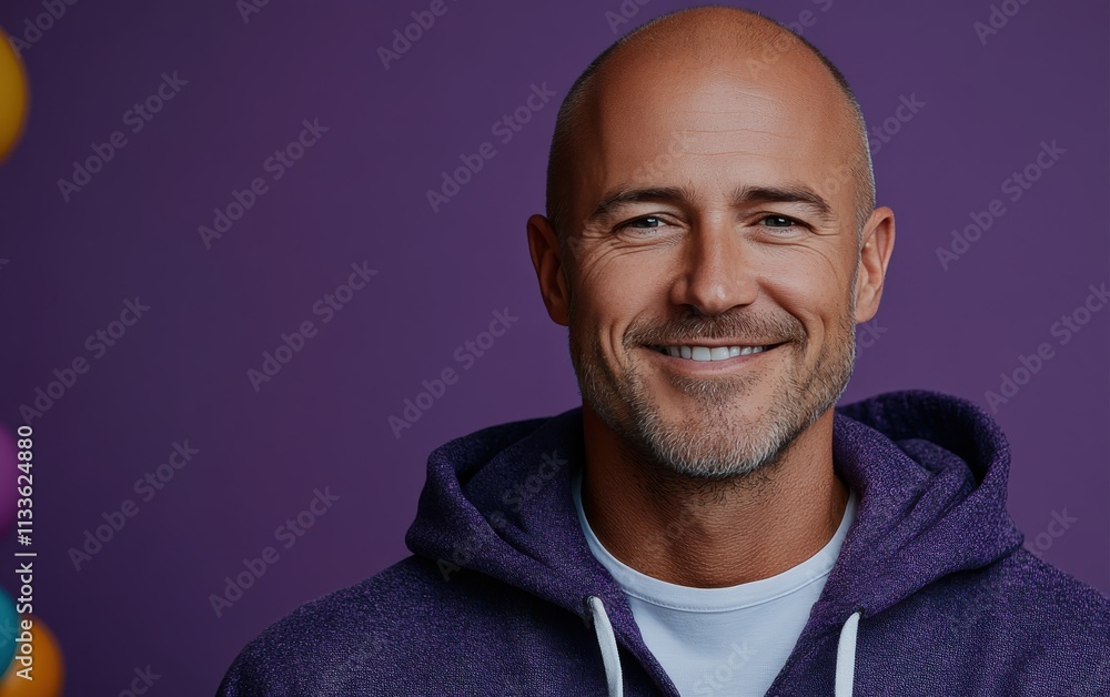 Obraz premium man smiling with sweatshirt in color background