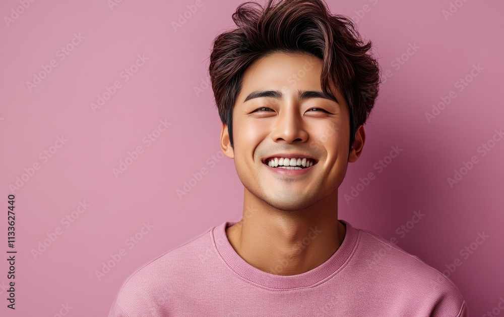 man smiling with sweatshirt in color background man smiling with sweatshirt in color background