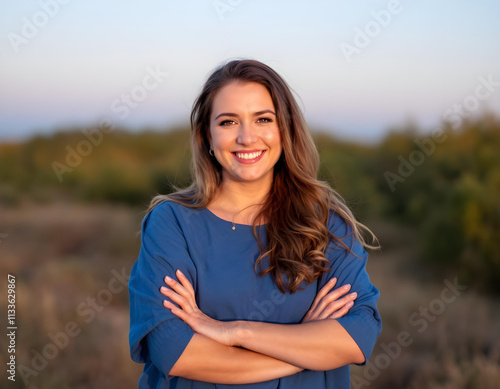 Hand cross person portrait photo