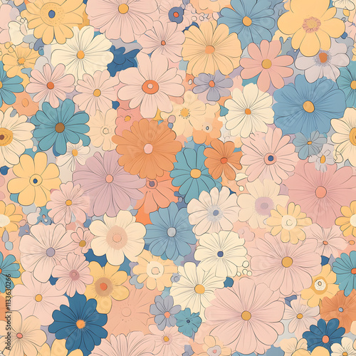 floral flower and leaf elements modern doodle illustrator seamless pattern for wallpaper or background