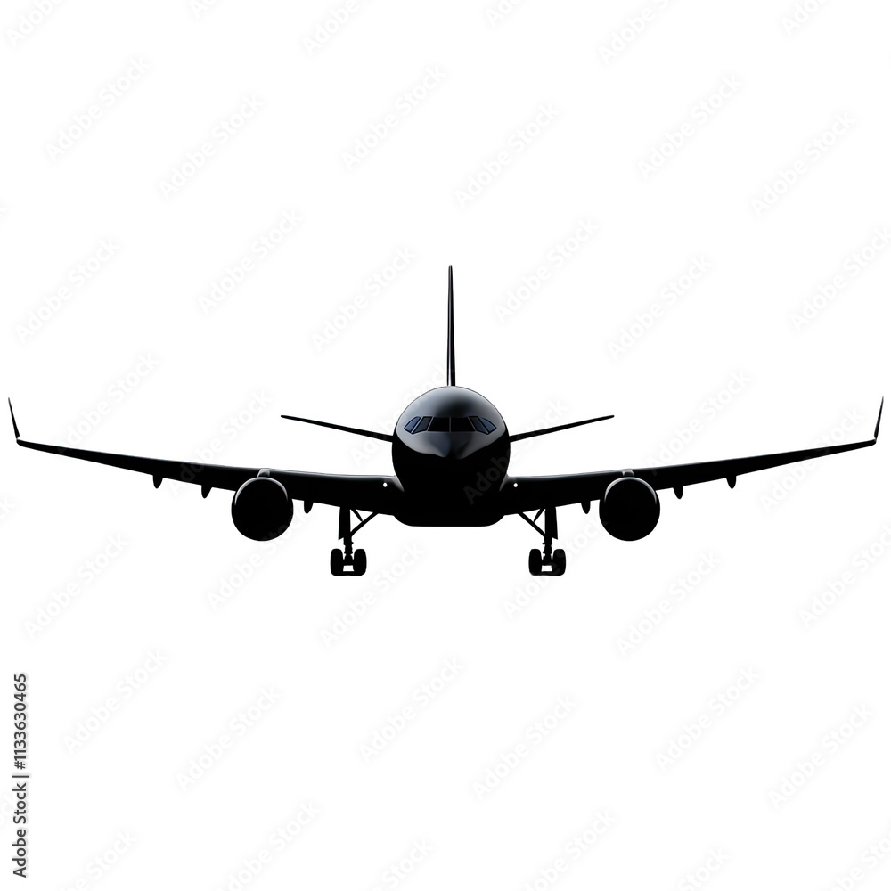 Airplane silhouette in flight against clear sky Airplane silhouette in flight against clear sky