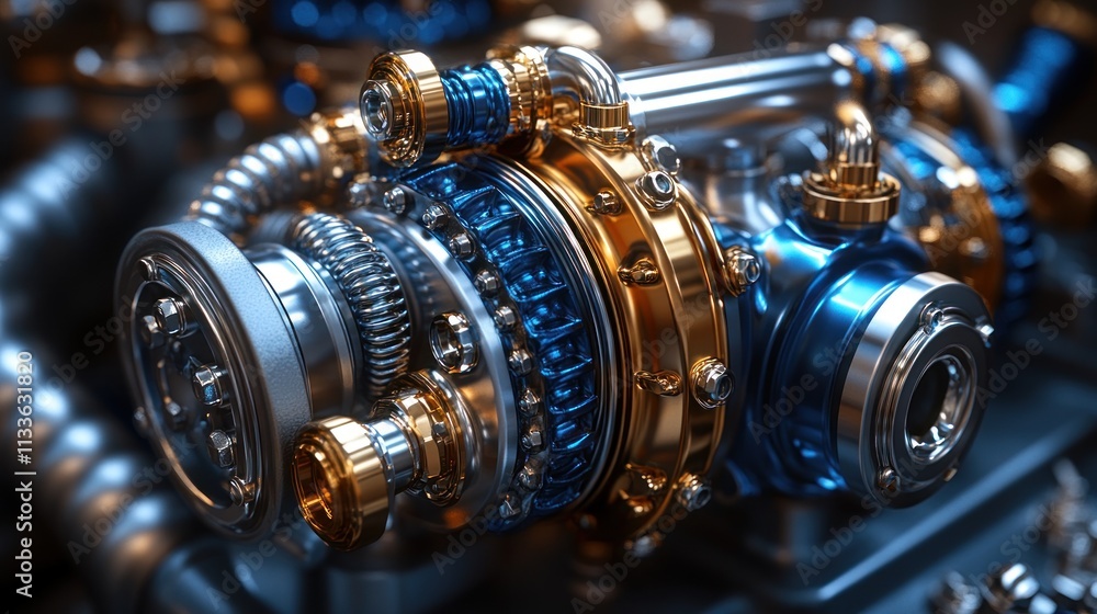 A detailed close-up of a metallic turbocharger showcasing intricate engineering. A detailed close-up of a metallic turbocharger showcasing intricate engineering.