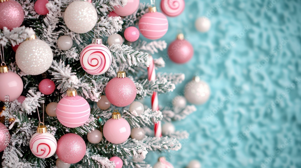 Pink and White Christmas Tree Ornaments Festive Decor Pink and White Christmas Tree Ornaments Festive Decor