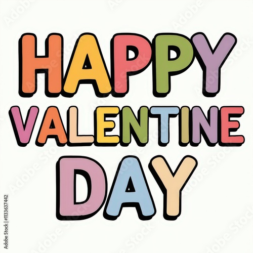 Happy Valentine Day Colorful Lettering for Celebrating Love and Friendship