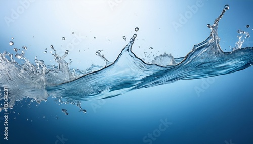 Crystal-clear water splashes in a vibrant blue.