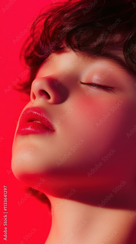 Red light, soft focus, serene beauty. AI. Red light, soft focus, serene beauty. AI.