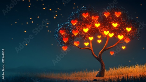 Valentine's Day Illustration with Hearts, Roses, and Romantic Elements