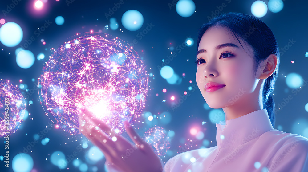 Skincare model and Cosmetic Innovation, Blending Organic Patterns, Bioluminescence, and Minimalist 3D Aesthetics. Skincare model and Cosmetic Innovation, Blending Organic Patterns, Bioluminescence, and Minimalist 3D Aesthetics.