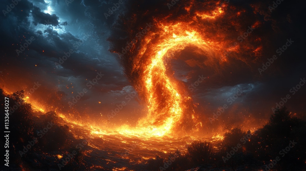 A dramatic scene of swirling lava amidst a stormy sky, evoking power and nature's fury. A dramatic scene of swirling lava amidst a stormy sky, evoking power and nature's fury.