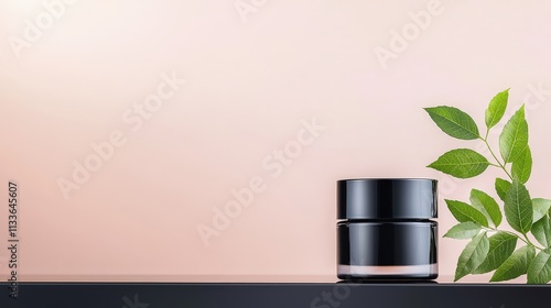 Wallpaper Mural Modern Cosmetic Jar with Leaves on a Minimalist Background Torontodigital.ca