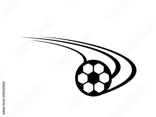 black and white Football, a speedy throwing, a classic sports equipment object for the game, Isolated on white background