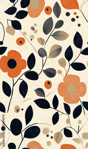 floral flower and leaf elements modern doodle illustrator seamless pattern for wallpaper or background