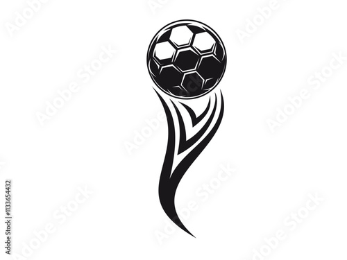 black and white Football, a speedy throwing, a classic sports equipment object for the game, Isolated on white background