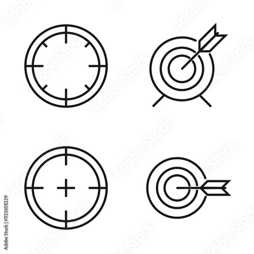 Editable Set Icon of Target Achievement, Vector illustration isolated on white background. using for Presentation, website or mobile app