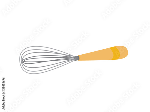 stainless steel whisk isolated on white background, vector illustration 