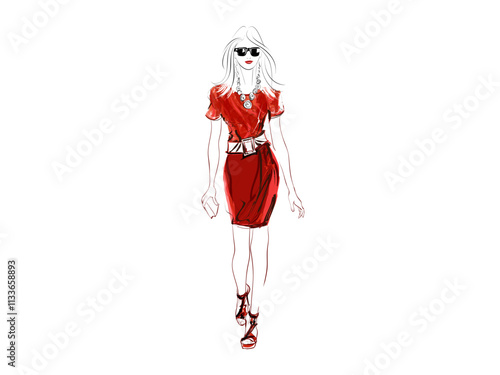 a girl in fashion show vector illustration