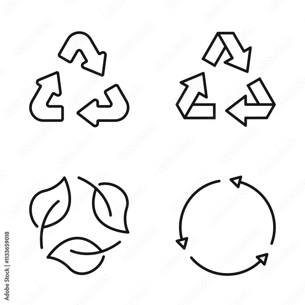 Fototapeta premium Editable Set Icon of Recycling Symbols, Vector illustration isolated on white background. using for Presentation, website or mobile app