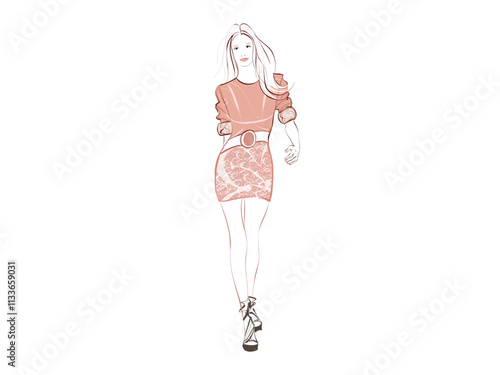 a girl in fashion show vector illustration