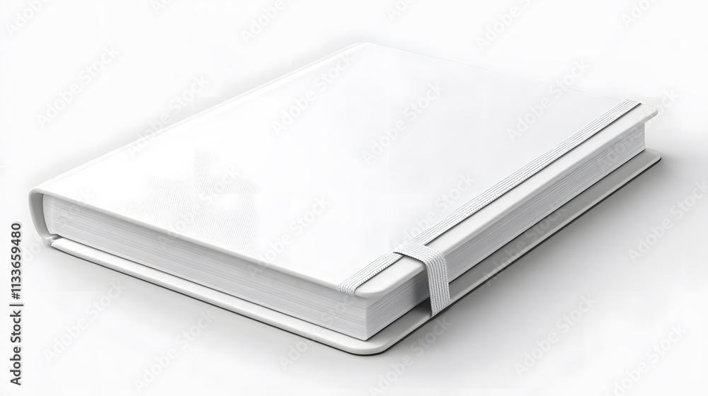 Blank white hardcover book mockup with ribbon bookmark, isolated on white background. Blank white hardcover book mockup with ribbon bookmark, isolated on white background.