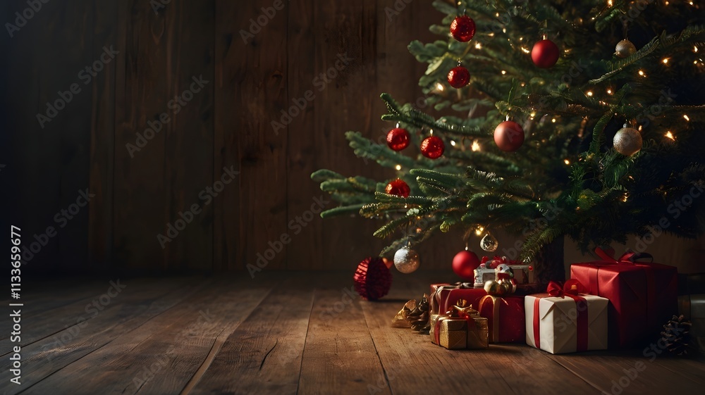 The image depicts a beautifully decorated Christmas tree in a cozy setting. The image depicts a beautifully decorated Christmas tree in a cozy setting.