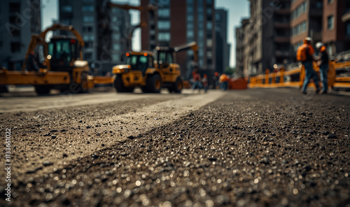 New Asphalt Pouring, Road Maintenance Work.