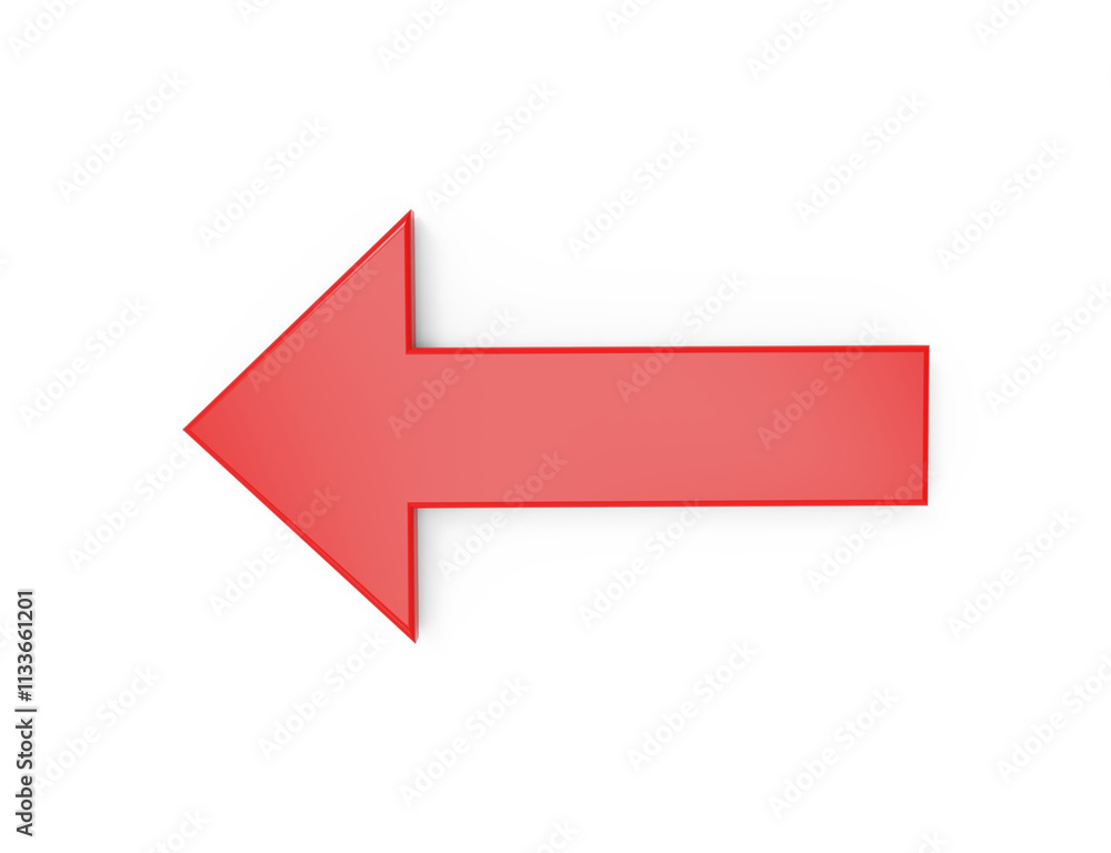 Red rendering of left arrow on transparent background Red rendering of left arrow on transparent background