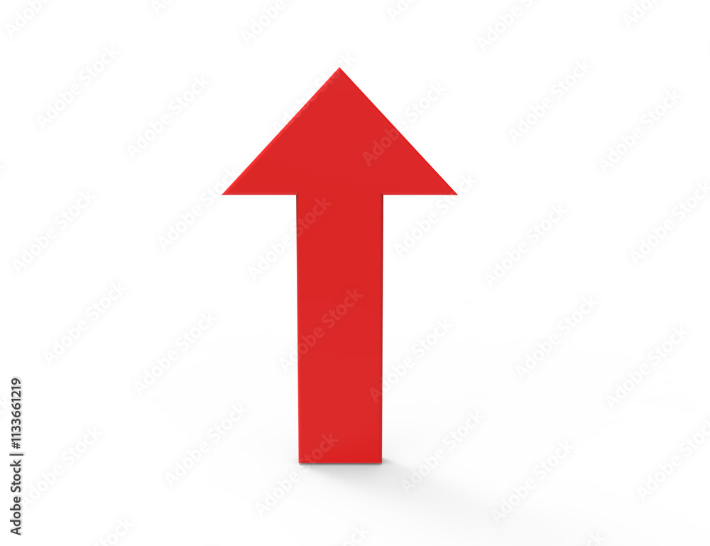 Red rendering of up arrow on transparent backgroun Red rendering of up arrow on transparent backgroun