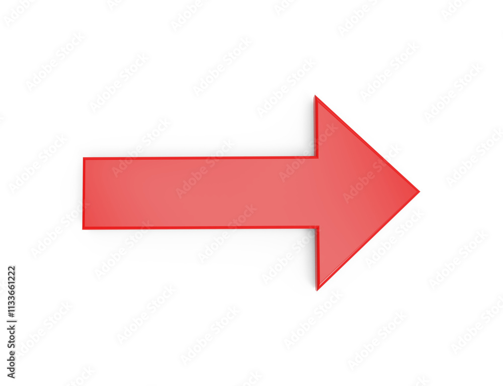 Red rendering of right arrow on transparent background