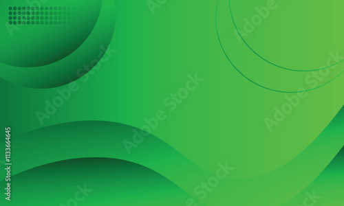 Abstract green wavy background with a combination of circles