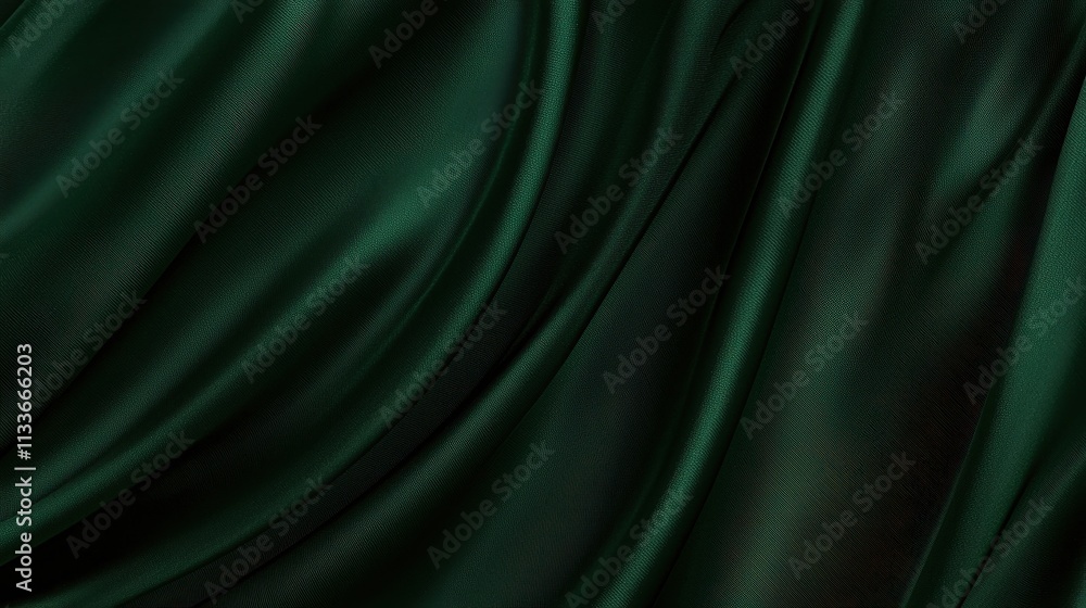 Elegant Deep Green Satin Fabric with Soft Draping Texture Elegant Deep Green Satin Fabric with Soft Draping Texture