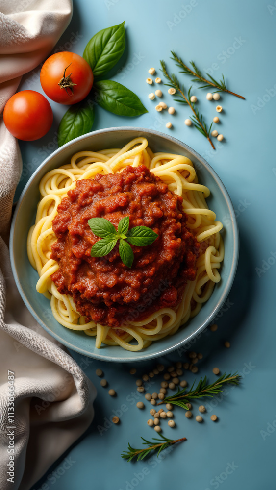 Colorful Bolognese Pasta Ingredients