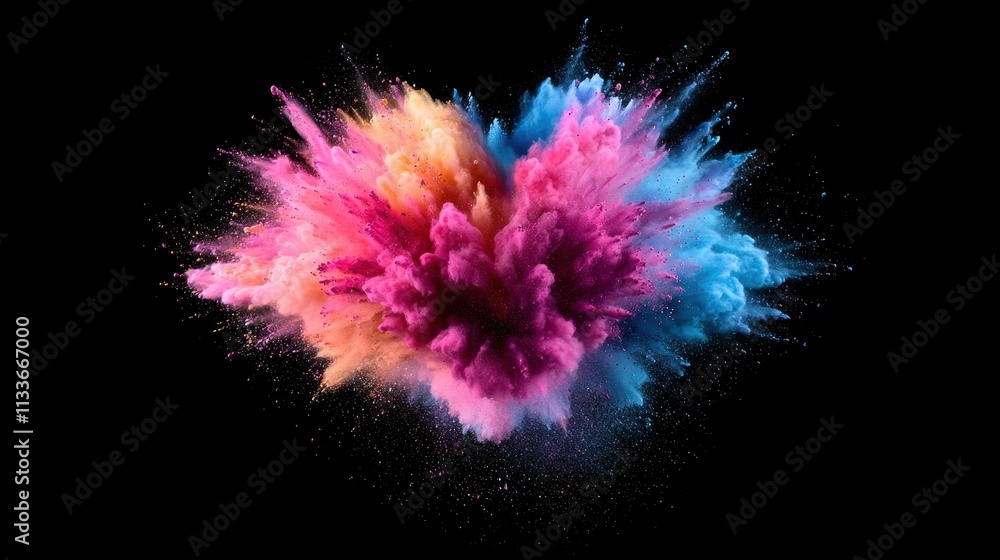 Colorful Explosion of Powder on Black Background Captivating Art Colorful Explosion of Powder on Black Background Captivating Art
