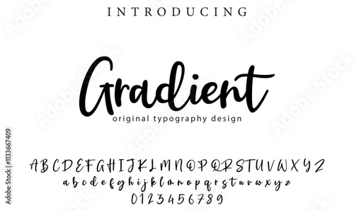 Gradient Font Stylish brush painted an uppercase vector letters, alphabet, typeface