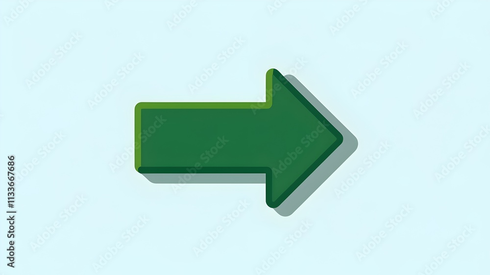 Flat green arrow pointing to the right with white border Flat green arrow pointing to the right with white border