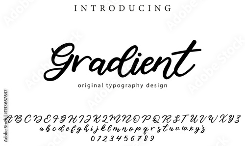 Gradient Font Stylish brush painted an uppercase vector letters, alphabet, typeface