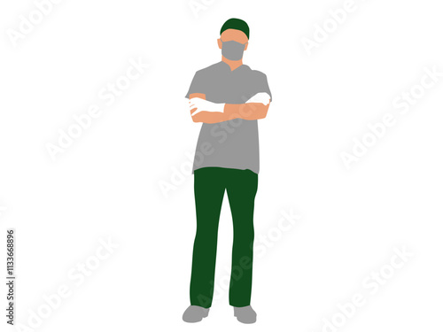 a normal man wear mask with t-shirt and pents vector illustration 